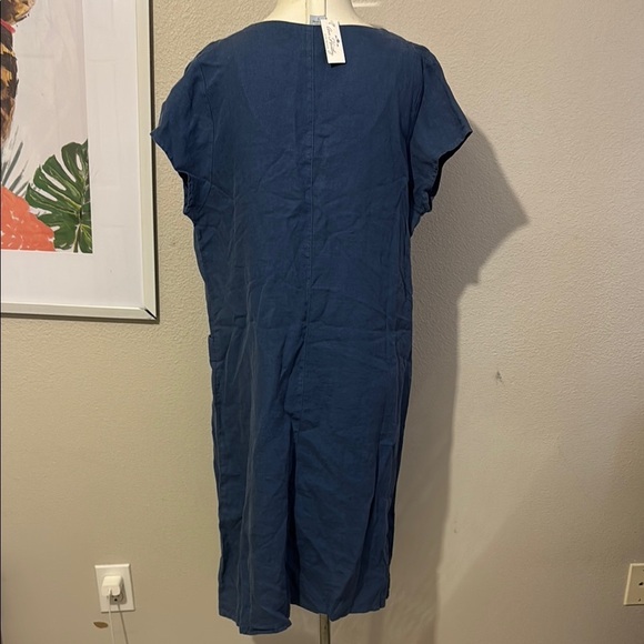 Mosaic 720 100% Linen Cowl Neck Midi Dress with Pockets - Picture 6 of 7